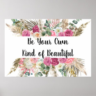 Personalisiertes Motivierend Zitat Rosa Blume Poster