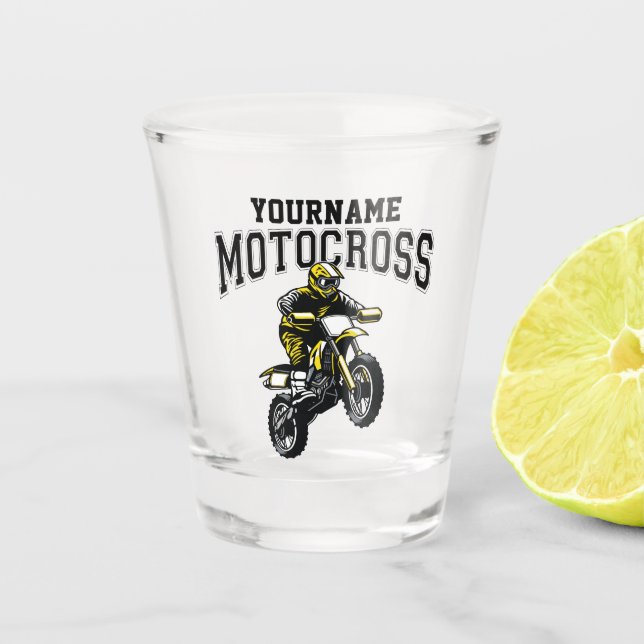 Personalisiertes Motocross Dirt Bike Racing Schnapsglas (Vorderseite)