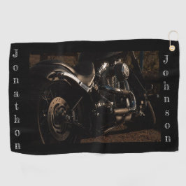 Personalisiertes Motorrad auf schwarz Golfhandtuch
