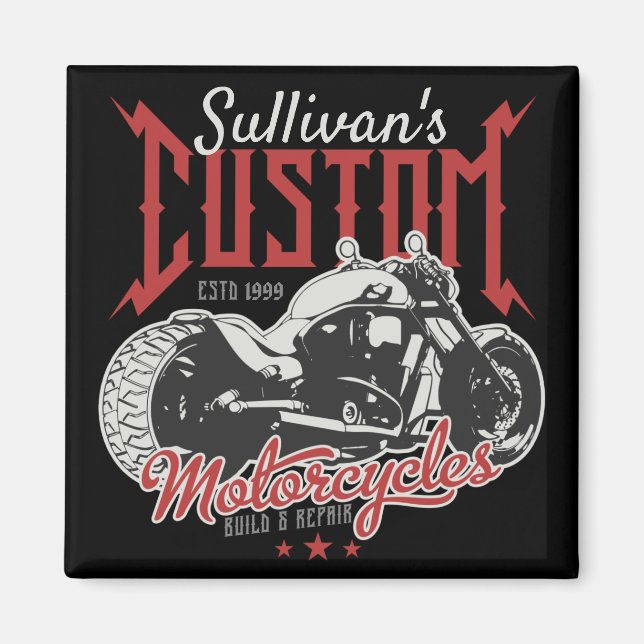 Personalisiertes Motorrad Big Bad Biker Garage Magnet (Vorne)