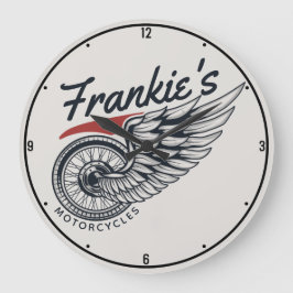 Personalisiertes Motorrad-Fliegerradgeschäft Große Wanduhr
