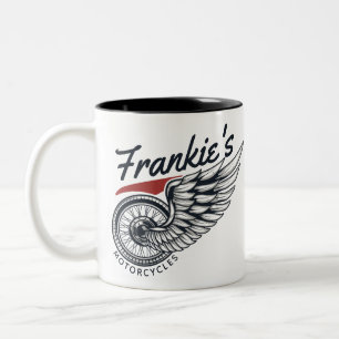 Personalisiertes Motorrad-Fliegerradgeschäft Zweifarbige Tasse