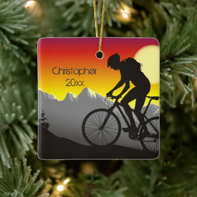 Personalisiertes Mountainbike Bike Weihnachten Keramikornament (Baum)