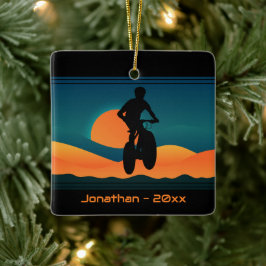 Personalisiertes Mountainbike Sonnenuntergang Weih Keramikornament