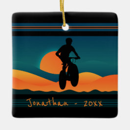 Personalisiertes Mountainbike Sonnenuntergang Weih Keramikornament