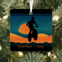 Personalisiertes Mountainbike Sonnenuntergang Weih Ornament Aus Metall
