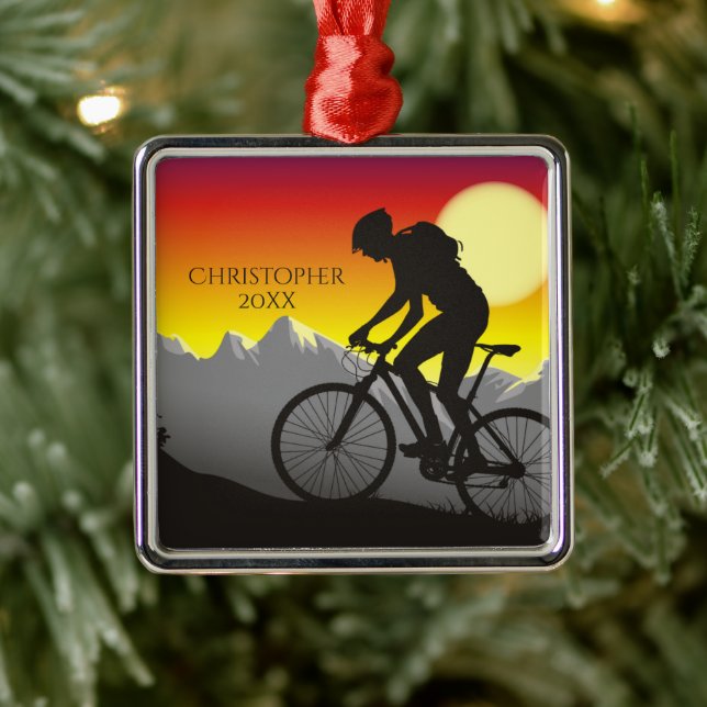Personalisiertes Mountainbiken Weihnachten Ornament Aus Metall (Baum)