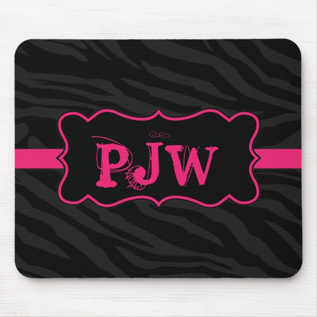 Personalisiertes Mousepad in Schwarz Zebra (Vorne)