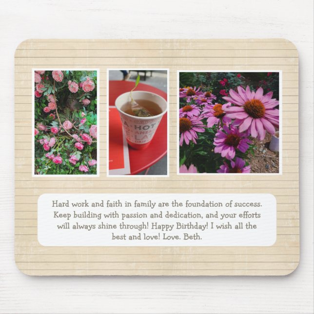 Personalisiertes Mousepad mit Fotos und Nachrichte (Vorne)