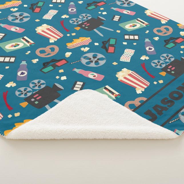 Personalisiertes Movie Night Film Popcorn Muster Sherpadecke (3/4)
