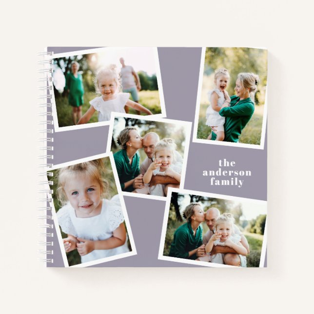 Personalisiertes Multi-Foto lila elegant und moder Notizbuch (Vorderseite)