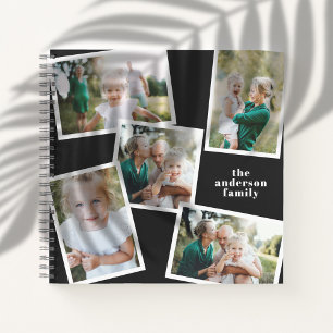 Personalisiertes Multi-Foto Schwarz elegant modern Notizbuch