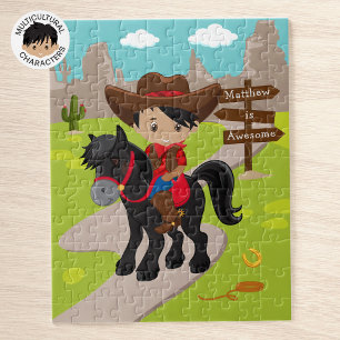 Personalisiertes multikulturelles Cowboy Jigsaw Pu
