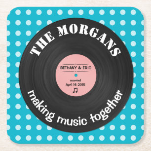 Personalisiertes Musikalbum Retro-Design Rechteckiger Pappuntersetzer