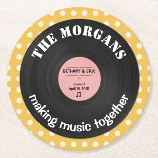 Personalisiertes Musikalbum Retro-Design Runder Pappuntersetzer