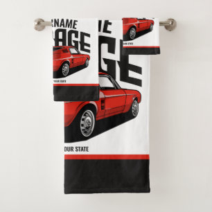 Personalisiertes Muskelwagen 1967 Garage Badhandtuch Set
