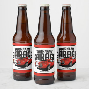 Personalisiertes Muskelwagen 1967 Garage Bierflaschenetikett