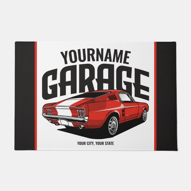 Personalisiertes Muskelwagen 1967 Garage Fußmatte (Vorderseite)