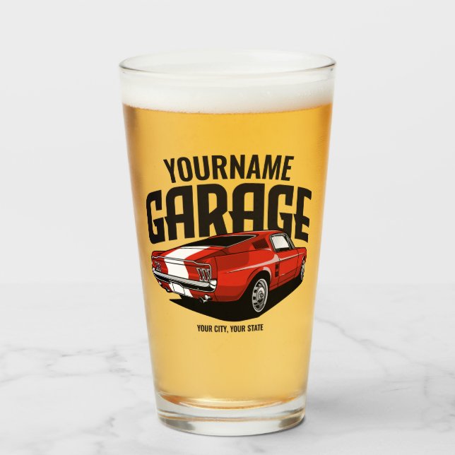 Personalisiertes Muskelwagen 1967 Garage Glas (Vorne (Gefüllt))