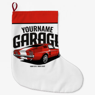 Personalisiertes Muskelwagen 1967 Garage  Großer Weihnachtsstrumpf