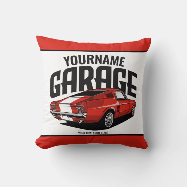 Personalisiertes Muskelwagen 1967 Garage Kissen (Vorderseite)