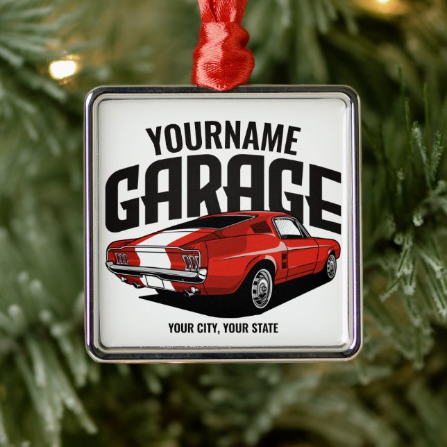 Personalisiertes Muskelwagen 1967 Garage Ornament Aus Metall (Baum)