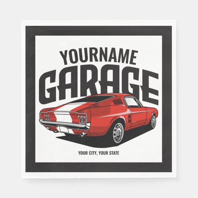 Personalisiertes Muskelwagen 1967 Garage Serviette (Vorderseite)