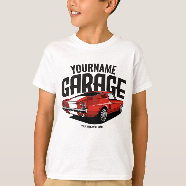 Personalisiertes Muskelwagen 1967 Garage T-Shirt (Vorderseite)