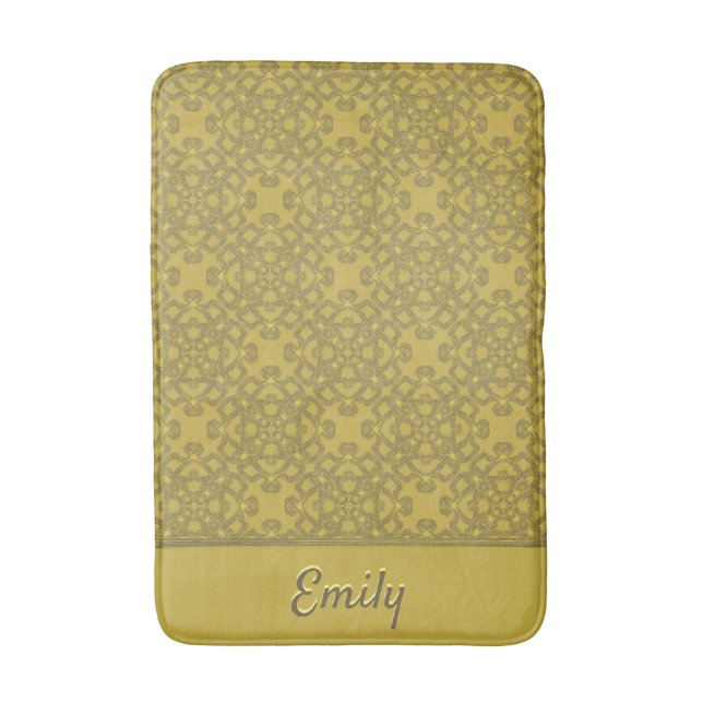 Personalisiertes Mustard Yellow Pattern Badematte (Vorderseite Vertikal)