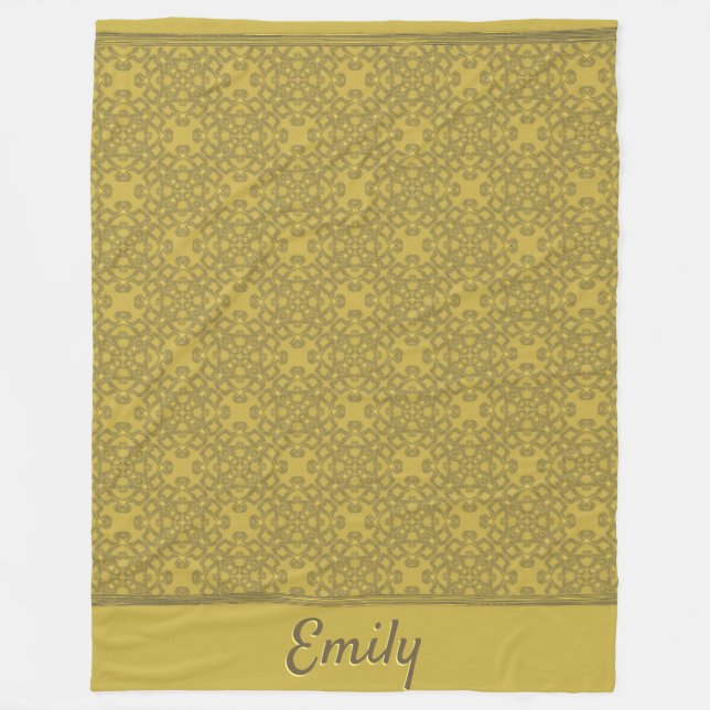 Personalisiertes Mustard Yellow Pattern Fleecedecke (Vorderseite)