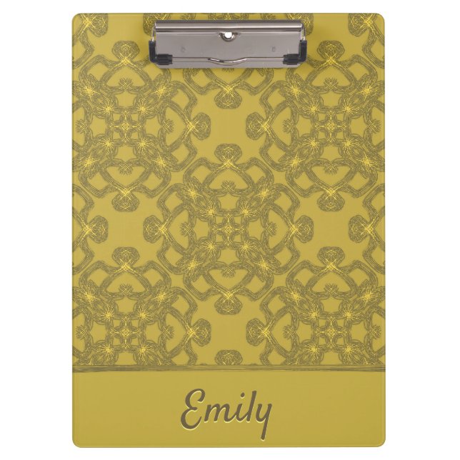 Personalisiertes Mustard Yellow Pattern Klemmbrett (Vorderseite)