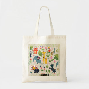 Personalisiertes Muster des Jungle Pastell Leaf Tragetasche