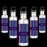 Personalisiertes Muster Edelstahlflasche<br><div class="desc">Personalisierte Farbenfrohe Streifen Muster Edelstahlflasche. Passen Sie es mit Ihrem Namen an, um einen schicken, gürteleigenen Look zu erhalten.</div>