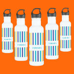 Personalisiertes Muster Edelstahlflasche<br><div class="desc">Personalisierte Farbenfrohe Streifen Muster Edelstahlflasche. Passen Sie es mit Ihrem Namen an, um einen schicken, gürteleigenen Look zu erhalten.</div>