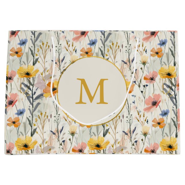 Personalisiertes Muster für Gouache Meadow Blume Große Geschenktüte (Vorderseite)