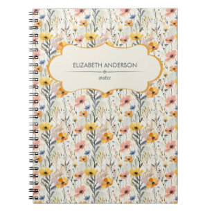 Personalisiertes Muster für Gouache Meadow Blume Notizblock
