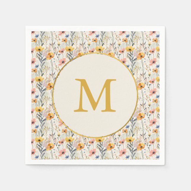 Personalisiertes Muster für Gouache Meadow Blume Serviette (Vorderseite)