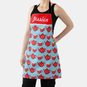 Personalisiertes Muster für rotes Teekanne und Cup Schürze
