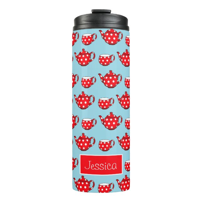 Personalisiertes Muster für rotes Teekanne und Cup Thermosbecher (Vorderseite)
