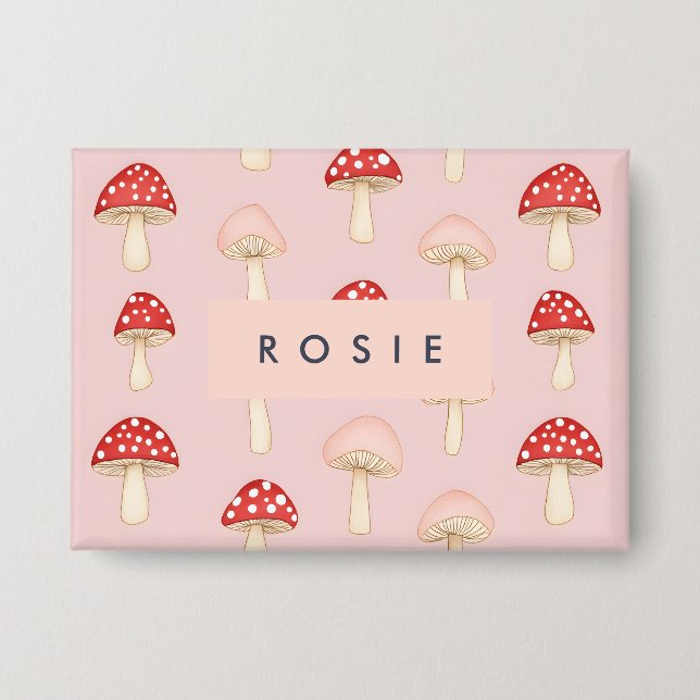 Personalisiertes Muster in Rosa Mushroom Button (Vorderseite)
