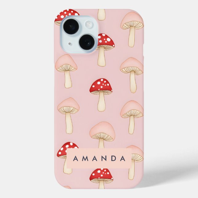 Personalisiertes Muster in Rosa Mushroom Case-Mate iPhone Hülle (Rückseite)