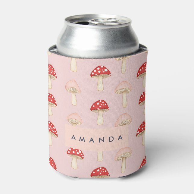 Personalisiertes Muster in Rosa Mushroom Dosenkühler (Kanne Vorderseite)