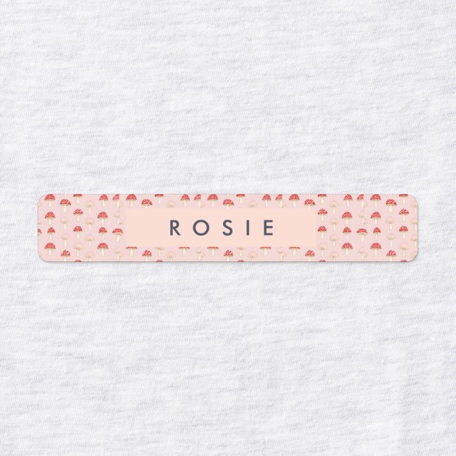 Personalisiertes Muster in Rosa Mushroom Etiketten (Design 1)
