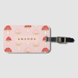 Personalisiertes Muster in Rosa Mushroom Gepäckanhänger