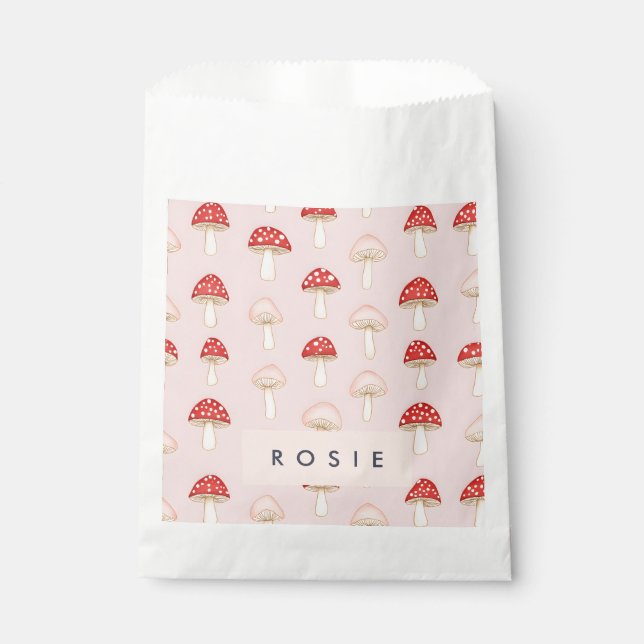Personalisiertes Muster in Rosa Mushroom Geschenktütchen (Vorderseite)