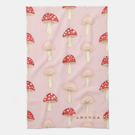 Personalisiertes Muster in Rosa Mushroom Geschirrtuch