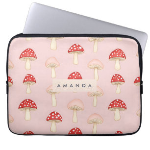 Personalisiertes Muster in Rosa Mushroom Laptopschutzhülle