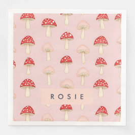Personalisiertes Muster in Rosa Mushroom Serviette