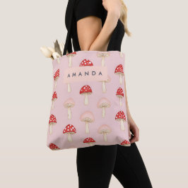 Personalisiertes Muster in Rosa Mushroom Tasche