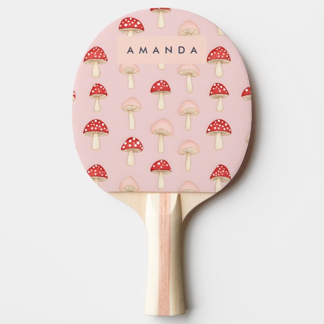 Personalisiertes Muster in Rosa Mushroom Tischtennis Schläger (Vorderseite)